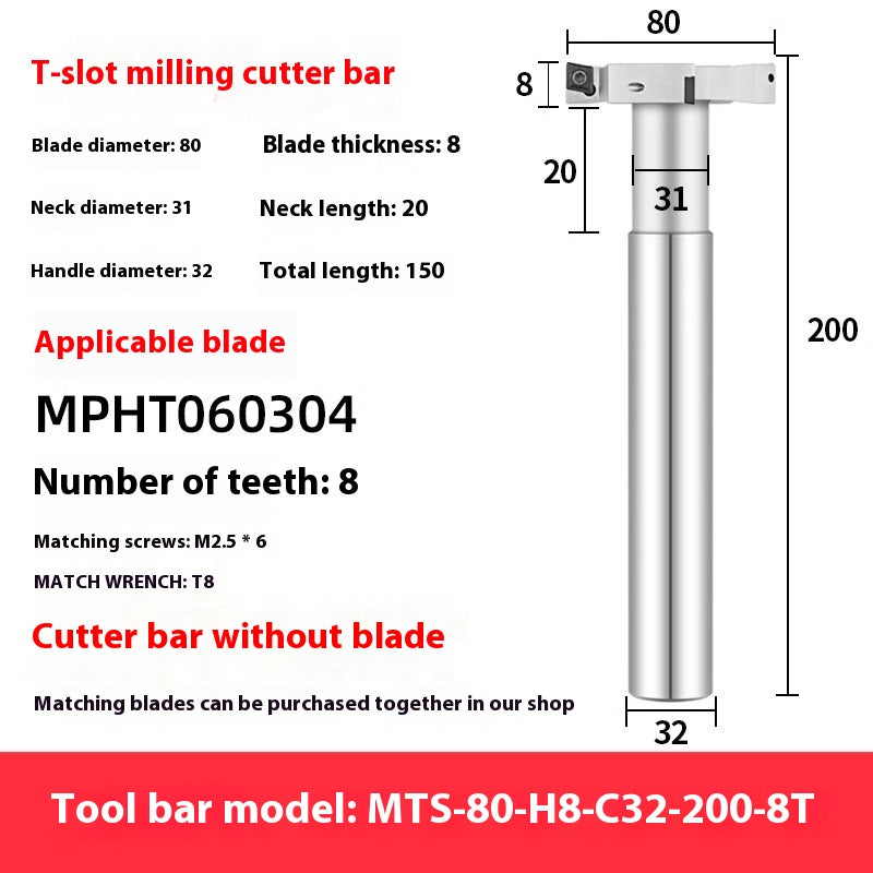 2065-T-slot milling cutter rod CNC slotting HTS three-edged machining center numerical control T-slot milling cutter rod thickness 6 8 10 12 Shandong Denso Pricision Tools Co.,Ltd.